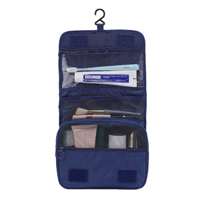 Photo de la Trousse de toilette bleu de voyage avec crochet de face