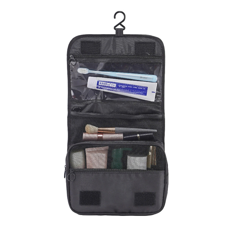 Photo de la Trousse de toilette de voyage noir avec crochet de face