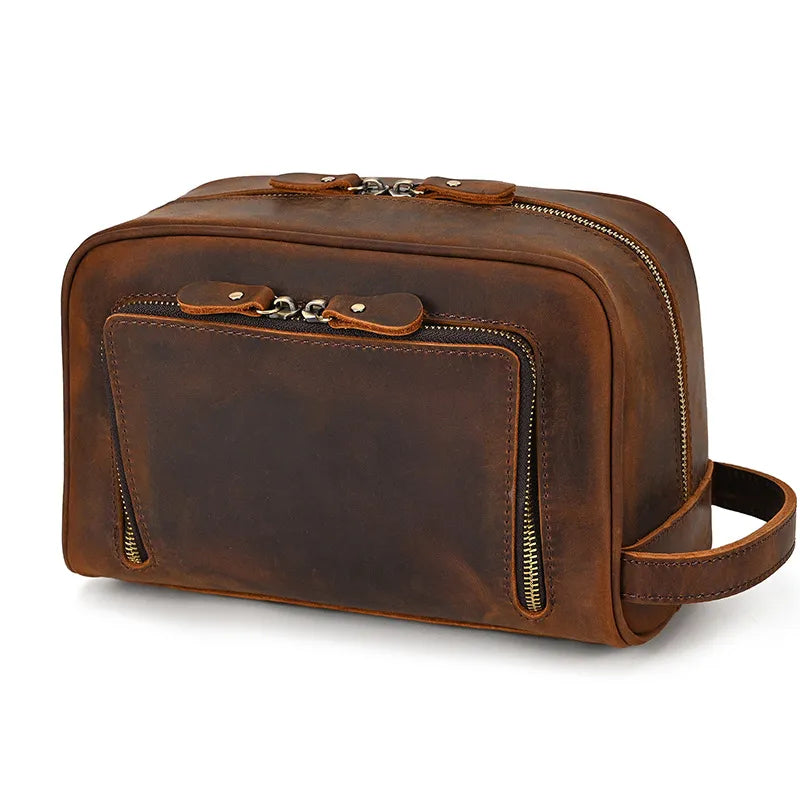 Photo de profil de la trousse de toilette marron rouge