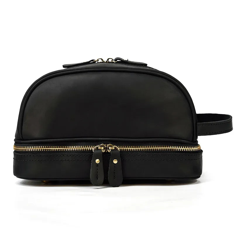 Photo de face de la trousse de toilette noir