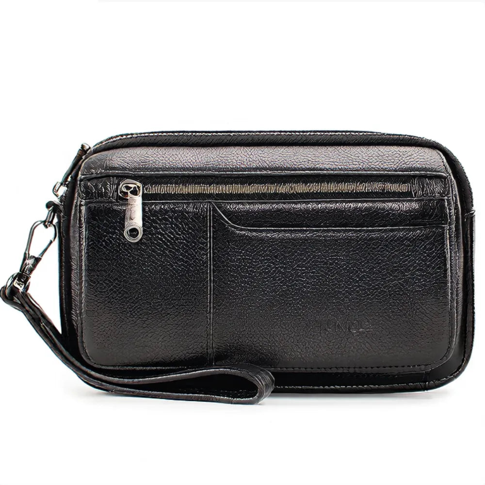 Photo de devant de la trousse de toilette en cuir de chez la marque pi uncle modèle 